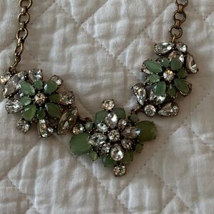 J.Crew Crystal Wildflowers Statement Necklace – 16" – Green/Gold